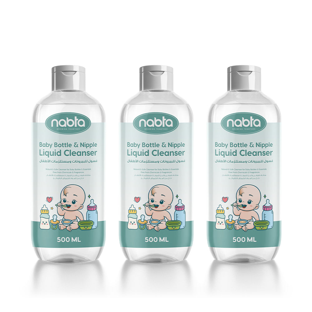 Three bottles of Nabla Baby Bottle & Nipple Liquid Cleanser