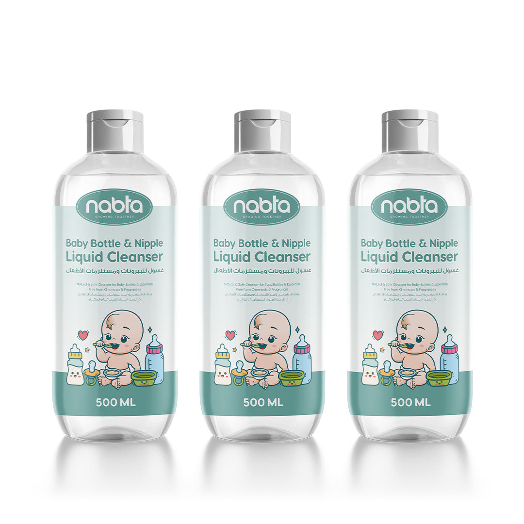 Three bottles of Nabla Baby Bottle & Nipple Liquid Cleanser 