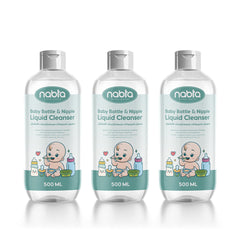 Three bottles of Nabla Baby Bottle & Nipple Liquid Cleanser 